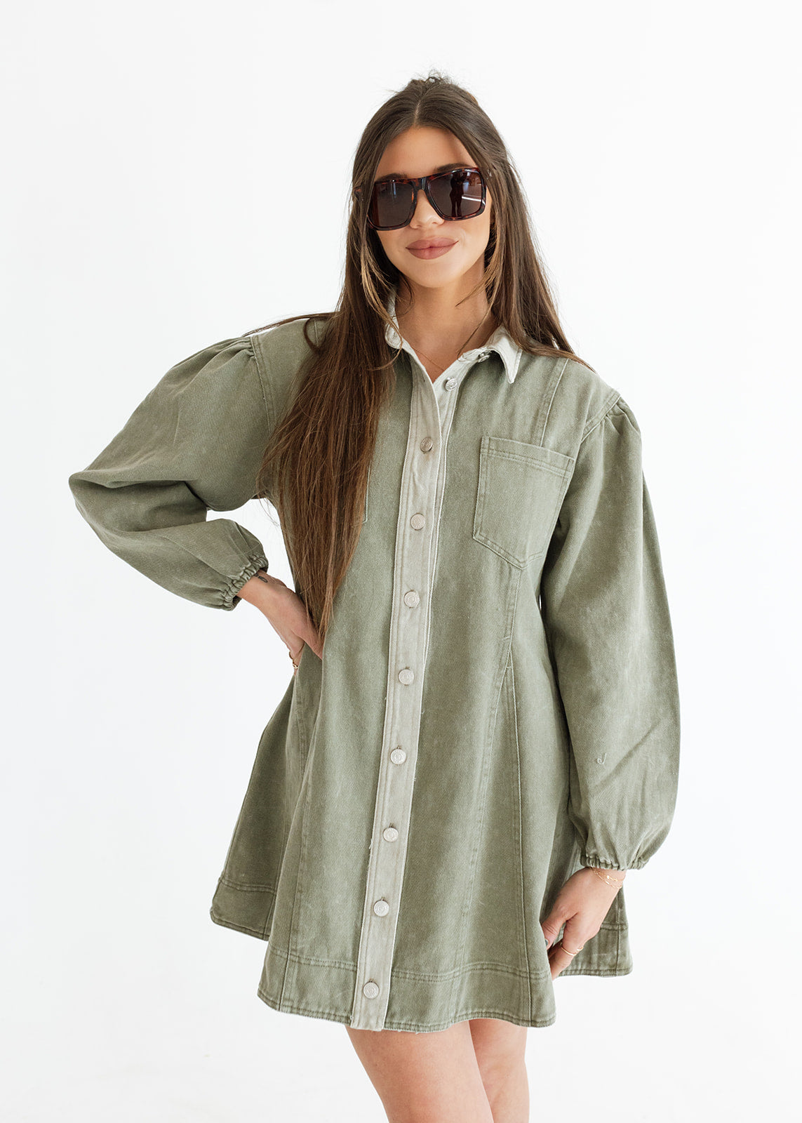 green emerald velvet dress Bluebird Days Denim Mini Dress - Washed Denim, Large | Hazel and Olive