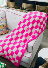 Load image into Gallery viewer, Hot Pink &amp; White Cozy Checkered Blanket
