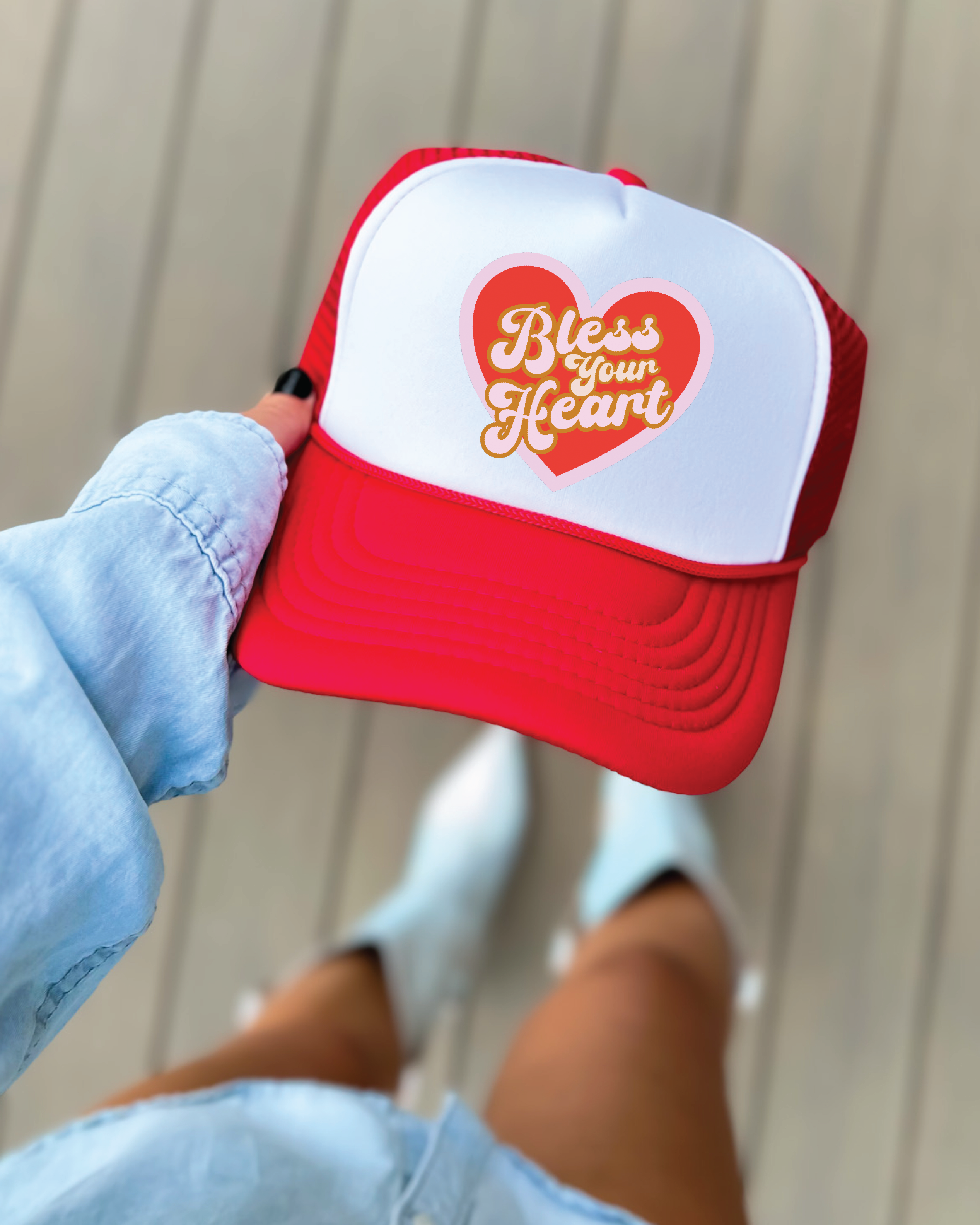 Bless Your Heart Embroidered Baseball Cap with Leopard Brim BLESS YOUR HEART trucker hat, Megan Moroney, embroidery  main image 2
