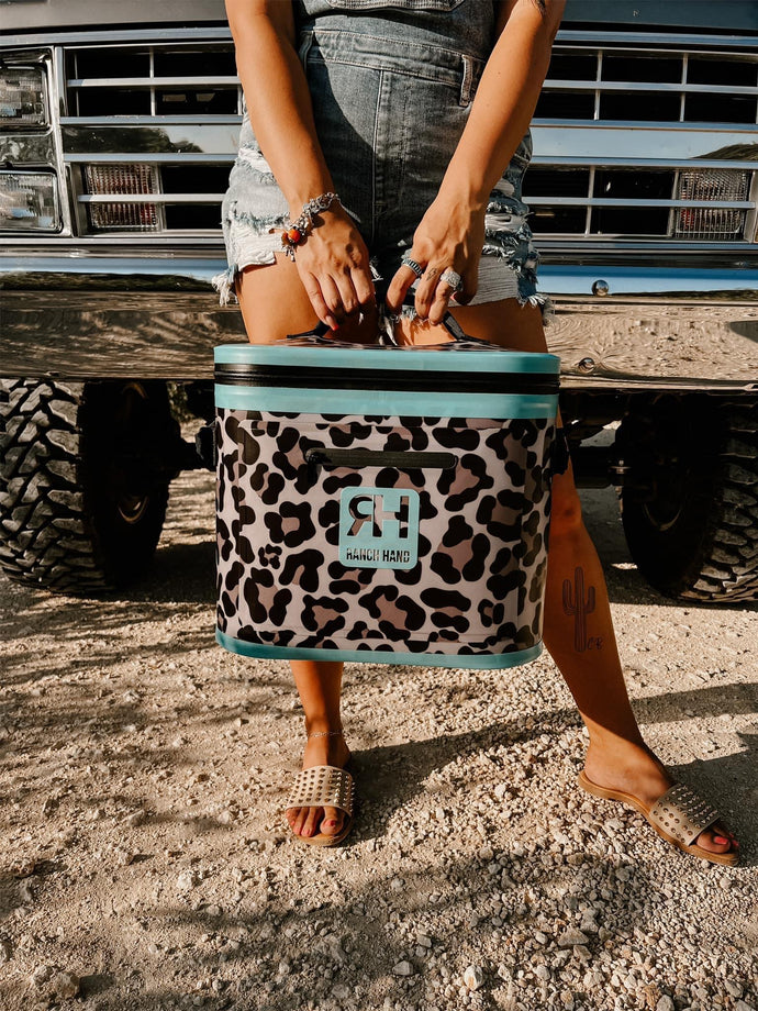 Ranch Hand Turquoise Leopard Soft Pack Cooler *5/1 SHIP*