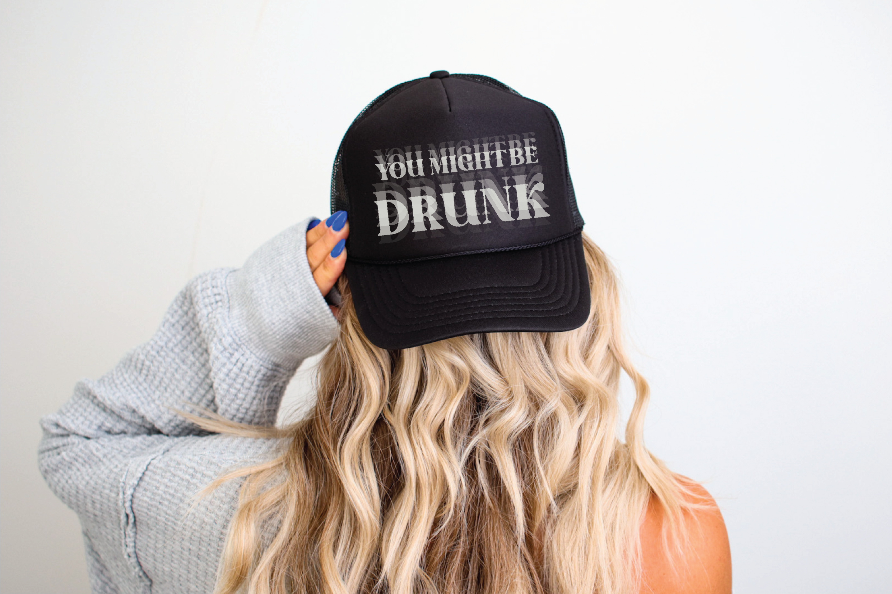 You Might Be Drunk DTF Printed Black Trucker Hat – The Vintage Leopard