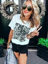 Load image into Gallery viewer, Ebony Floral Vintage White Tee
