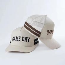 Load image into Gallery viewer, Embroidered Game Day Double Stripe Trucker Cap
