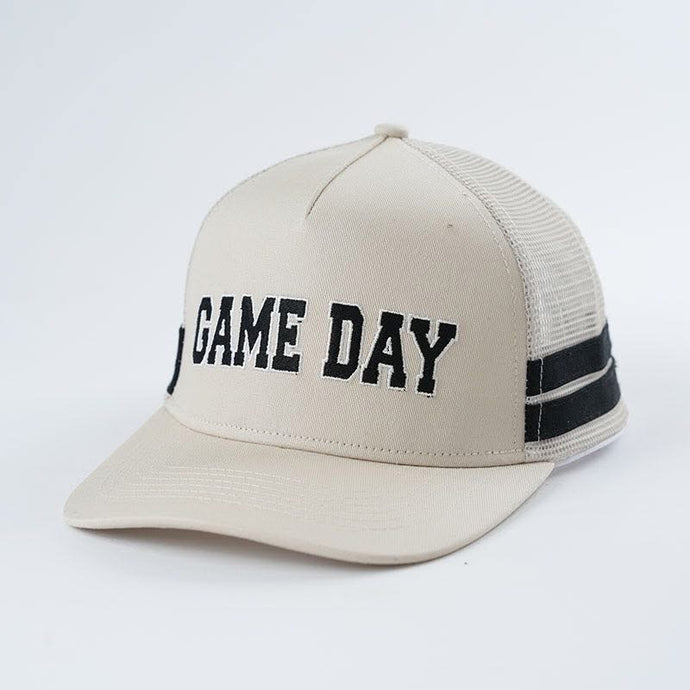 Embroidered Game Day Double Stripe Trucker Cap
