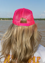 Load image into Gallery viewer, Sunshine Feeling- DTF Printed - UNISEX Neon Pink and White Trucker Hat
