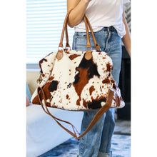 Load image into Gallery viewer, Ready to Ship | Cow Print Sherpa Weekender Bag*
