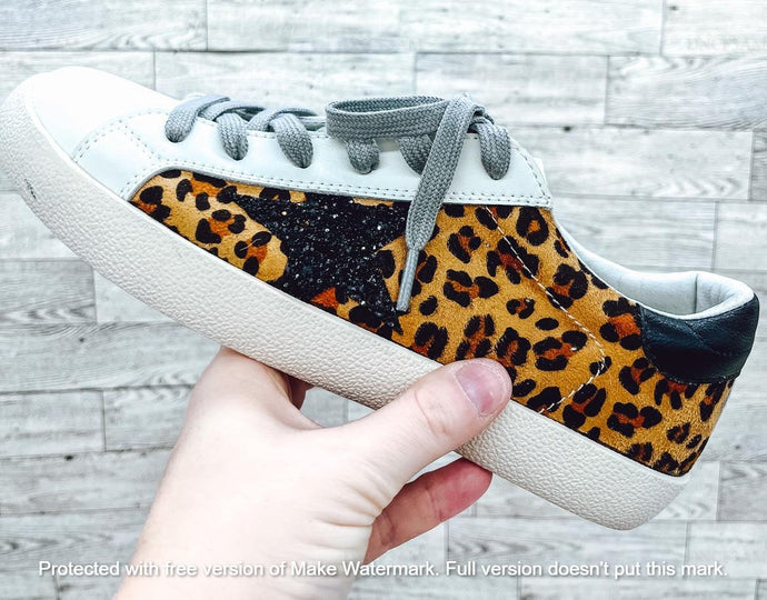 RTS: Adult Cow/Leopard Star Shoe