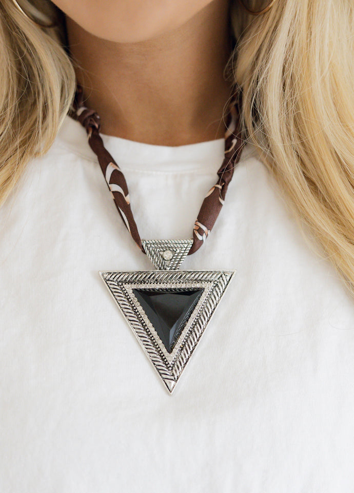 Brown Oversized Triangle Scarf Necklace