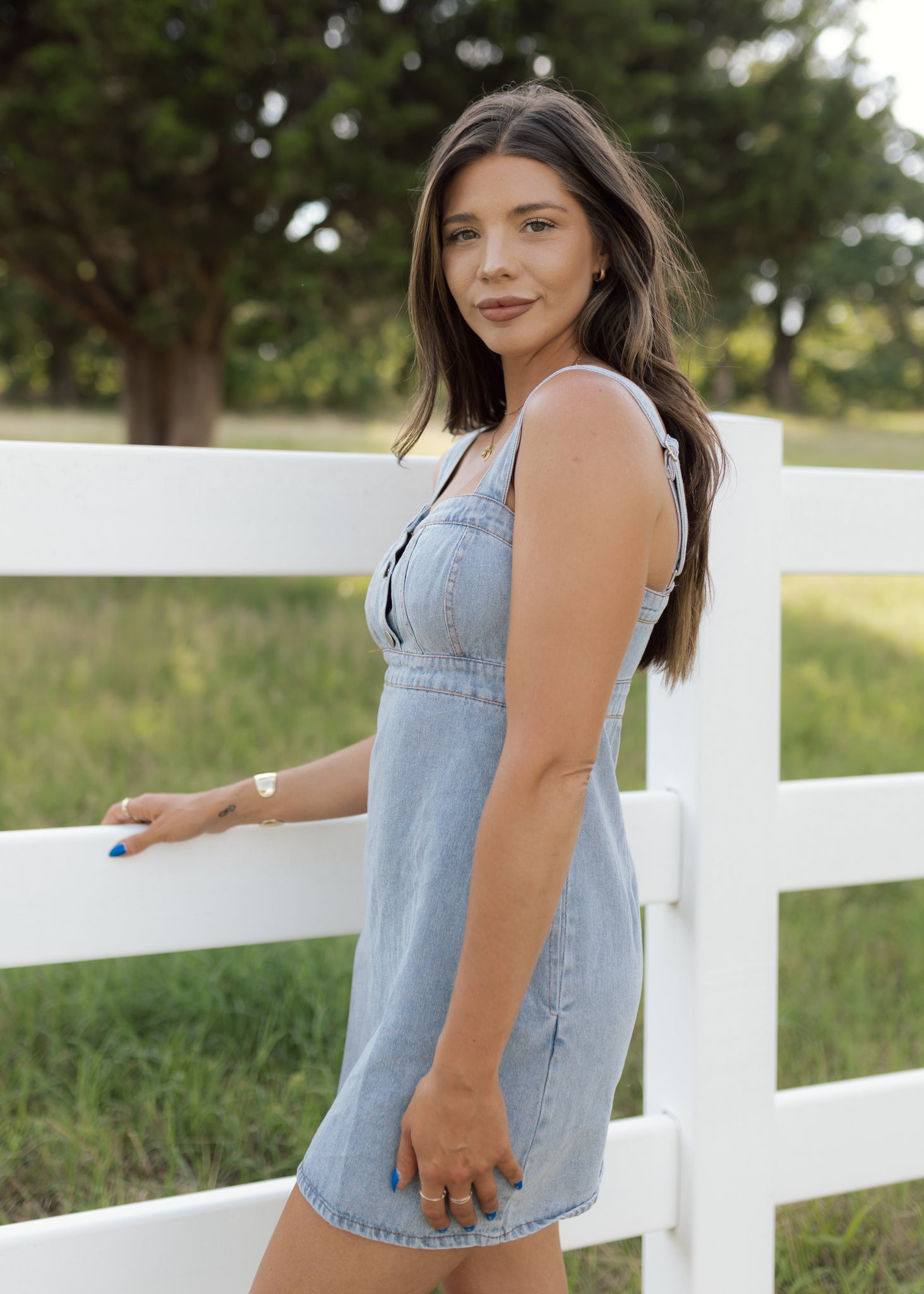 light denim mini dress Hot Summer Nights Denim Mini Dress