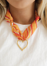 Load image into Gallery viewer, Orange Open Heart Scarf Necklace

