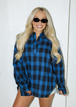 Load image into Gallery viewer, Tamra Cobalt &amp; Black Plaid Top
