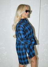 Load image into Gallery viewer, Tamra Cobalt &amp; Black Plaid Top
