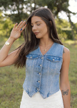 Load image into Gallery viewer, Light Wash Fitted Denim Vest
