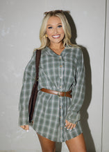 Load image into Gallery viewer, Pine Green Plaid Shirt Dress
