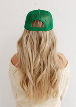 Load image into Gallery viewer, Lucky Metallic Gold Puff Green Hat
