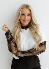 Load image into Gallery viewer, Floral Embroidered Mesh Top - Black
