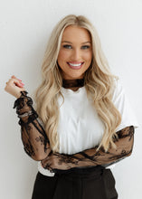 Load image into Gallery viewer, Floral Embroidered Mesh Top - Black
