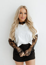 Load image into Gallery viewer, Floral Embroidered Mesh Top - Black
