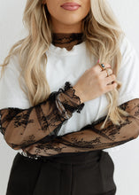 Load image into Gallery viewer, Floral Embroidered Mesh Top - Black
