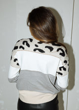 Load image into Gallery viewer, Grey &amp; Leopard Color Block Sweater
