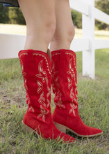 Load image into Gallery viewer, Enora Red Embroidered Western Boots
