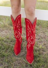 Load image into Gallery viewer, Enora Red Embroidered Western Boots
