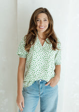Load image into Gallery viewer, Green Jacquard Dot Blouse
