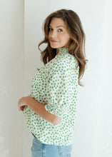 Load image into Gallery viewer, Green Jacquard Dot Blouse
