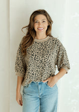 Load image into Gallery viewer, Millie Textured Leopard Top - Stone
