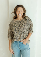 Load image into Gallery viewer, Millie Textured Leopard Top - Stone
