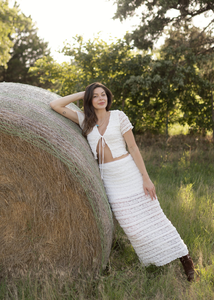 White Lace Maxi Skirt Set