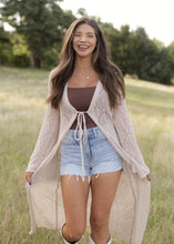 Load image into Gallery viewer, Oatmeal Crochet Knit Cardigan
