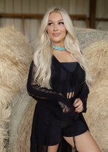 Load image into Gallery viewer, Wranglin Black Shredded Long Cardigan
