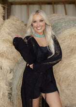 Load image into Gallery viewer, Wranglin Black Shredded Long Cardigan
