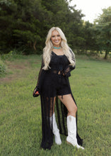 Load image into Gallery viewer, Wranglin Black Shredded Long Cardigan
