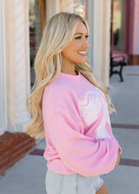 Load image into Gallery viewer, Pink Bow Ribbed Sweatshirt
