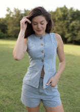 Load image into Gallery viewer, Light Denim Vest &amp; Short Set
