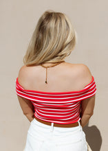 Load image into Gallery viewer, Azaria Red Striped Off Shoulder Top
