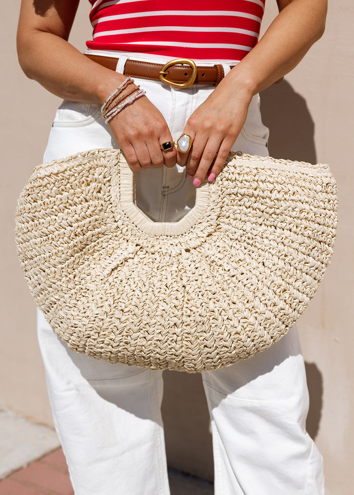Harper Ivory Straw Handle Tote
