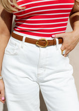 Load image into Gallery viewer, Asymmetrical Basic Tan Leather Belt
