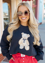Load image into Gallery viewer, Navy Teddy Bear Graphic Sweater
