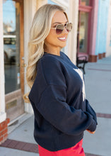 Load image into Gallery viewer, Navy Teddy Bear Graphic Sweater
