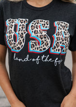 Load image into Gallery viewer, USA Leopard Land Of Free Tee
