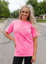 Load image into Gallery viewer, Pink Puff Aztec Vintage PINK Tee
