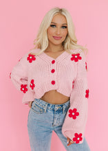 Load image into Gallery viewer, Buy Myself Flowers Button Crop Cardigan Sweater
