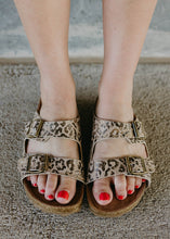 Load image into Gallery viewer, Very G Aries TAUPE Leopard Buckle Sandal Slides
