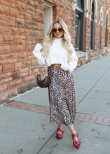 Load image into Gallery viewer, Haven Satin Leopard Midi Skirt
