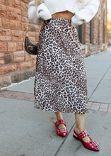 Load image into Gallery viewer, Haven Satin Leopard Midi Skirt
