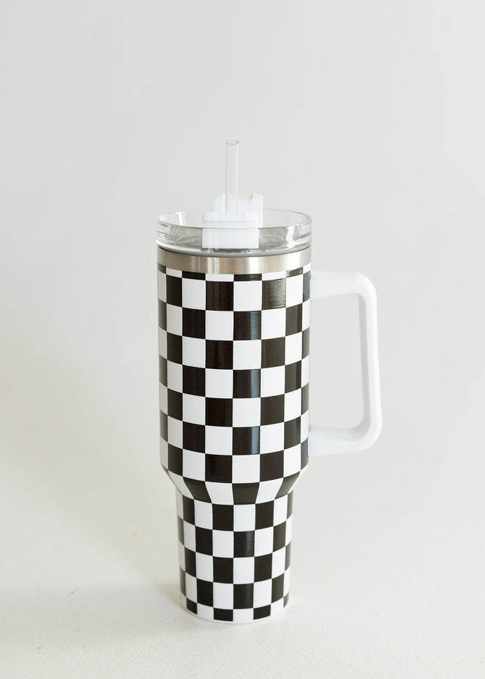 Black & White Checkered Tumbler