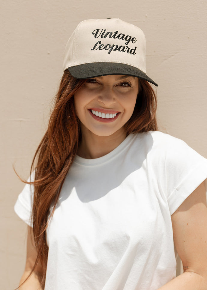 Vintage Leopard Khaki Trucker Hat